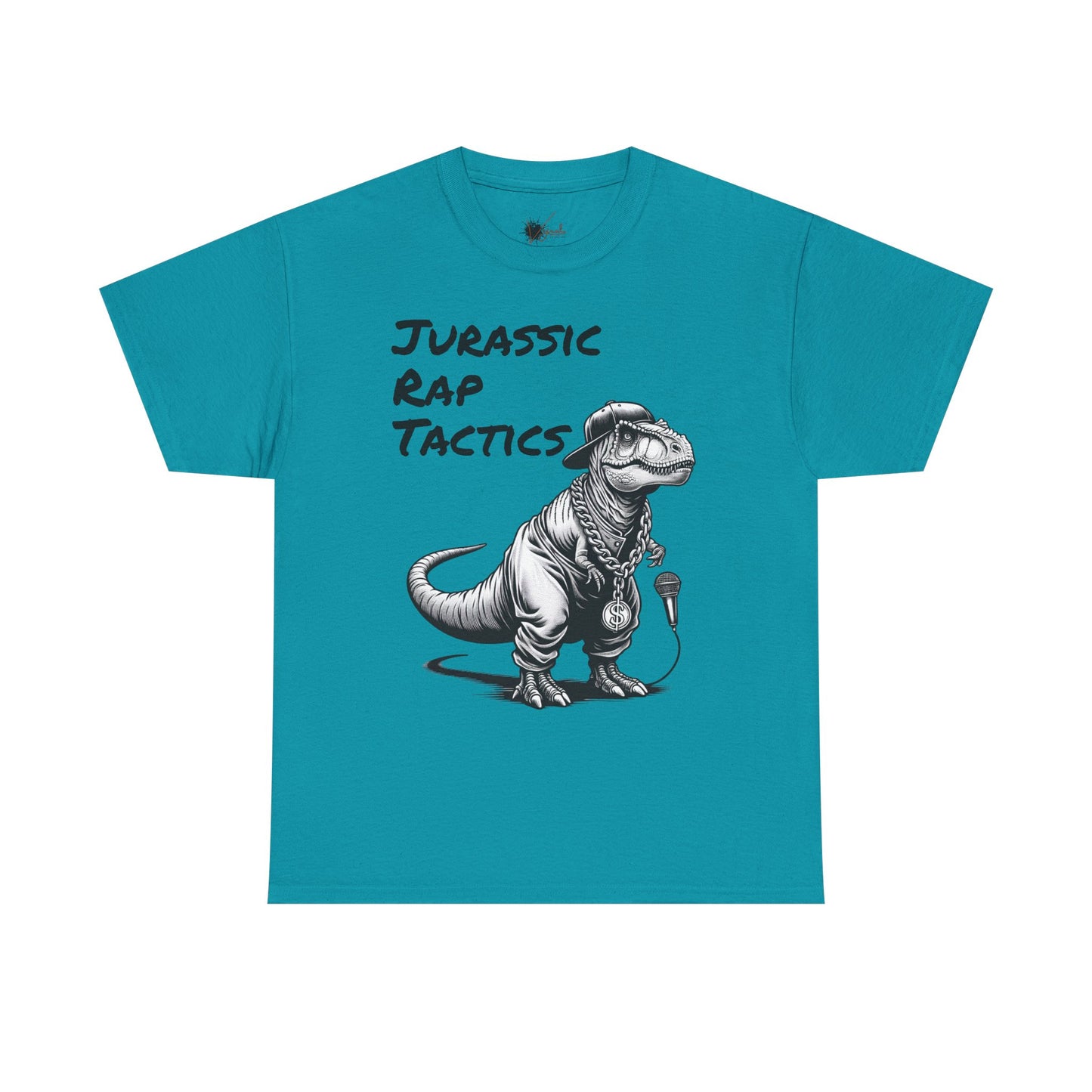 Jurrasic Rap Tactics Tee - Unisex Heavy Cotton T-Shirt - Fun Dino Graphic Tee for Music Lovers