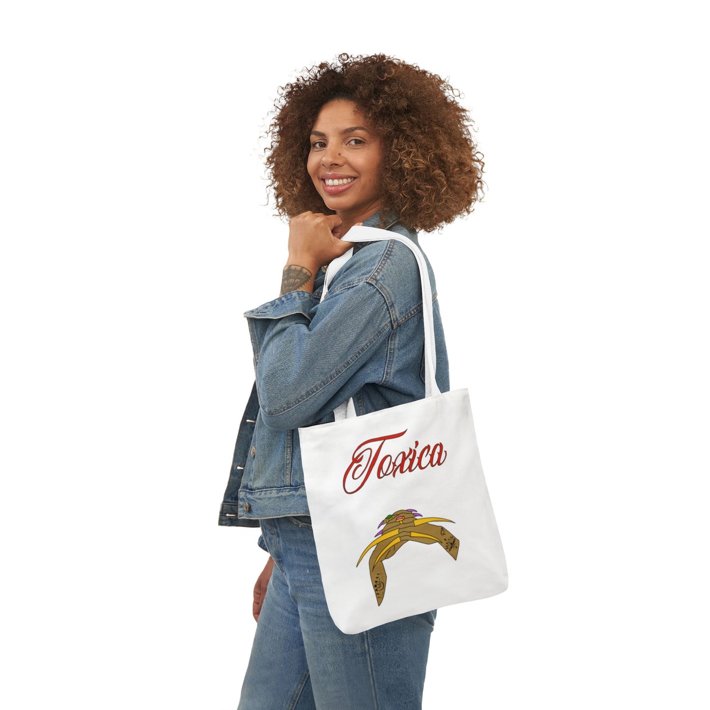 Tote Bag - 'Toxica' Canvas Carryall with 5-Color Straps