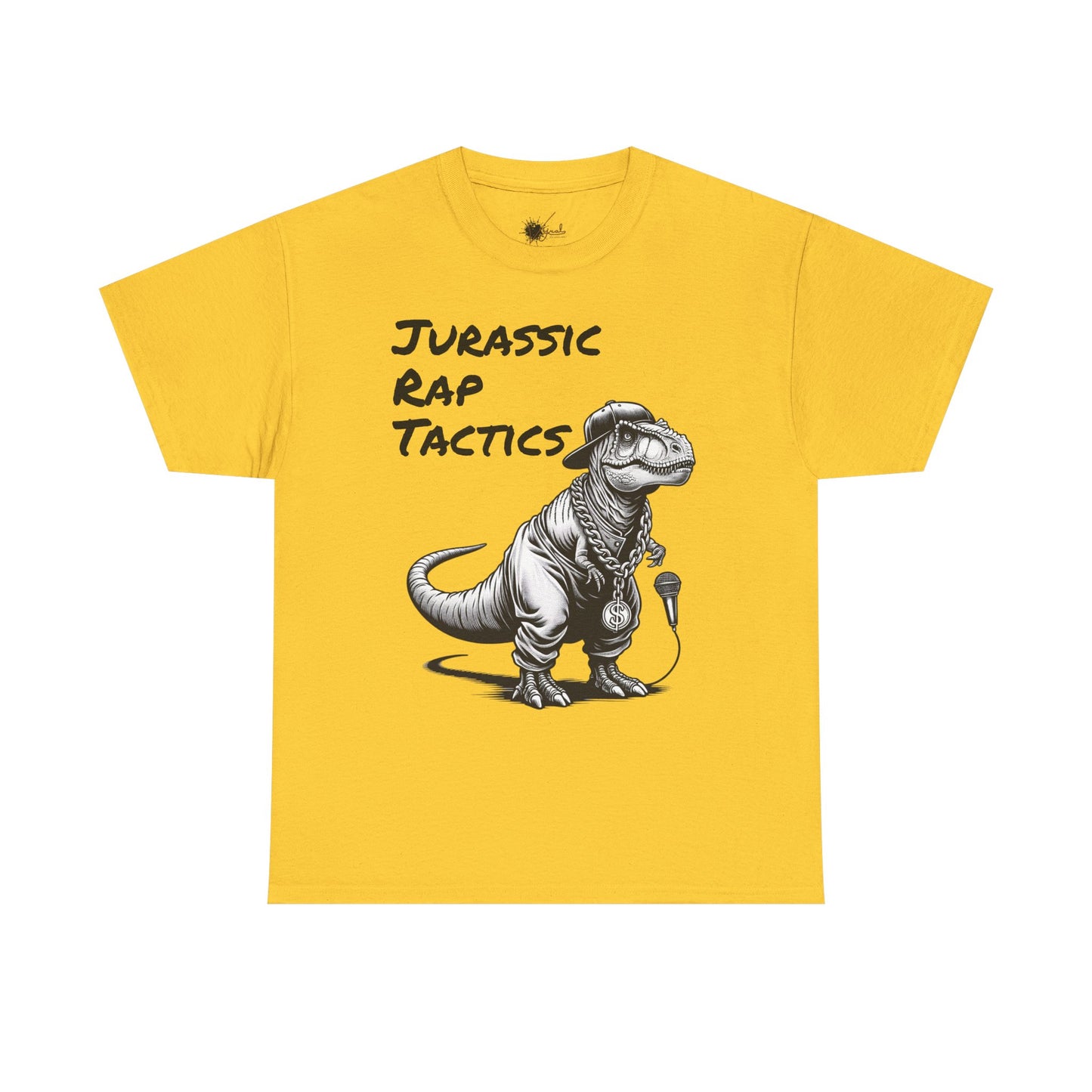 Jurrasic Rap Tactics Tee - Unisex Heavy Cotton T-Shirt - Fun Dino Graphic Tee for Music Lovers