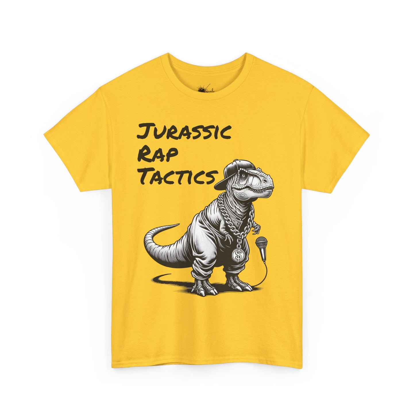 Jurrasic Rap Tactics Tee - Unisex Heavy Cotton T-Shirt - Fun Dino Graphic Tee for Music Lovers