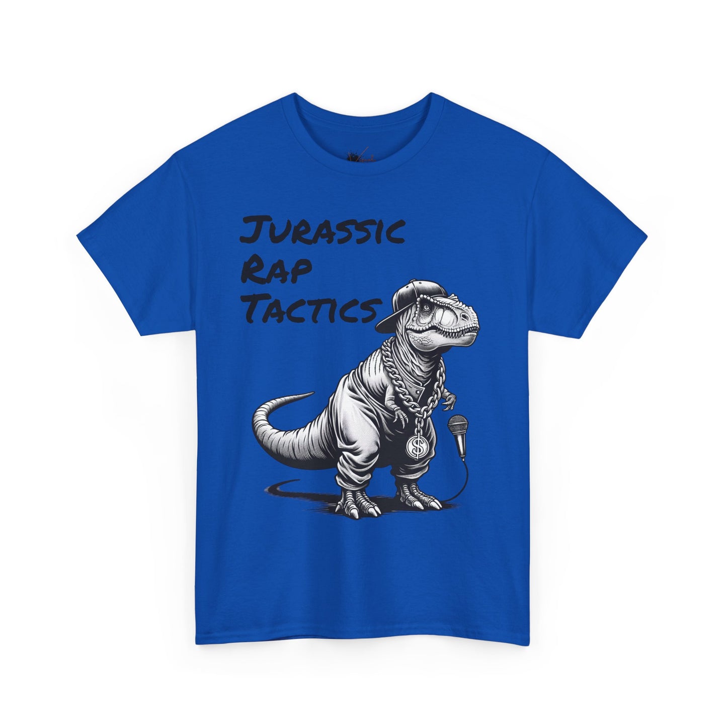 Jurrasic Rap Tactics Tee - Unisex Heavy Cotton T-Shirt - Fun Dino Graphic Tee for Music Lovers