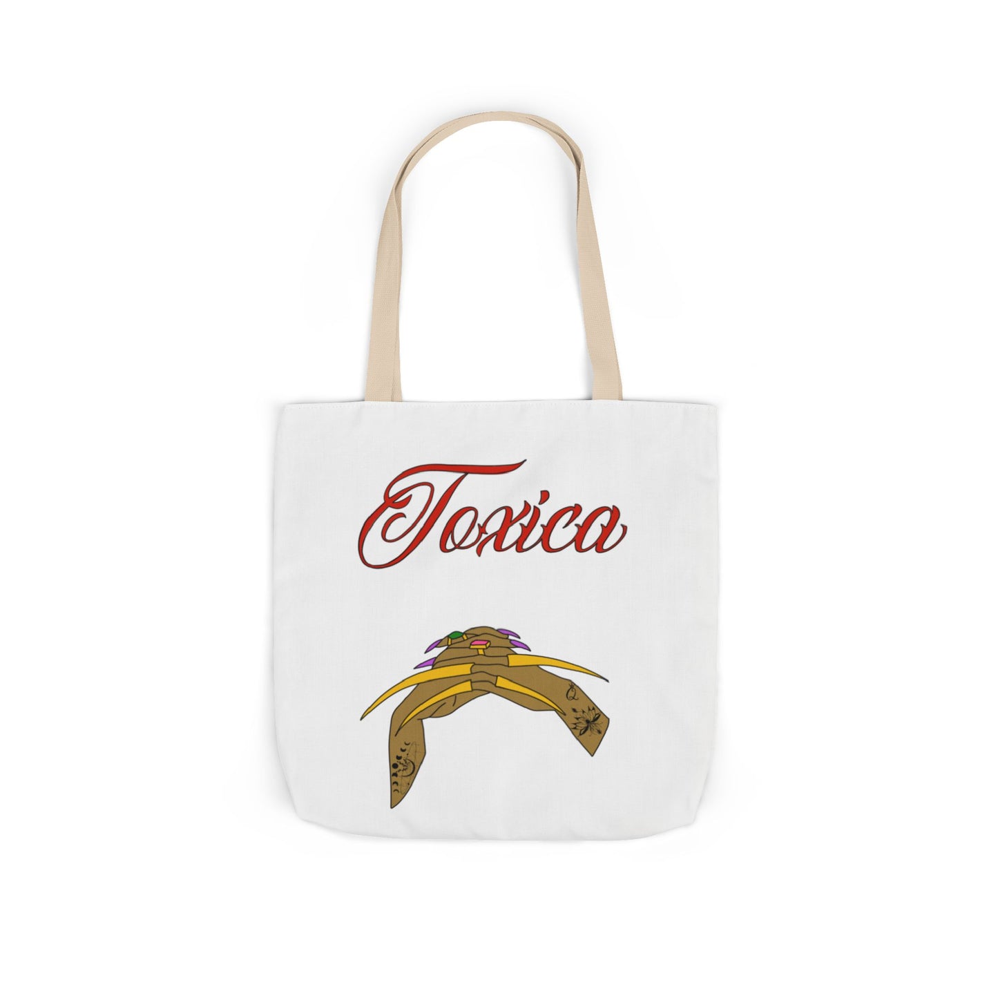 Tote Bag - 'Toxica' Canvas Carryall with 5-Color Straps