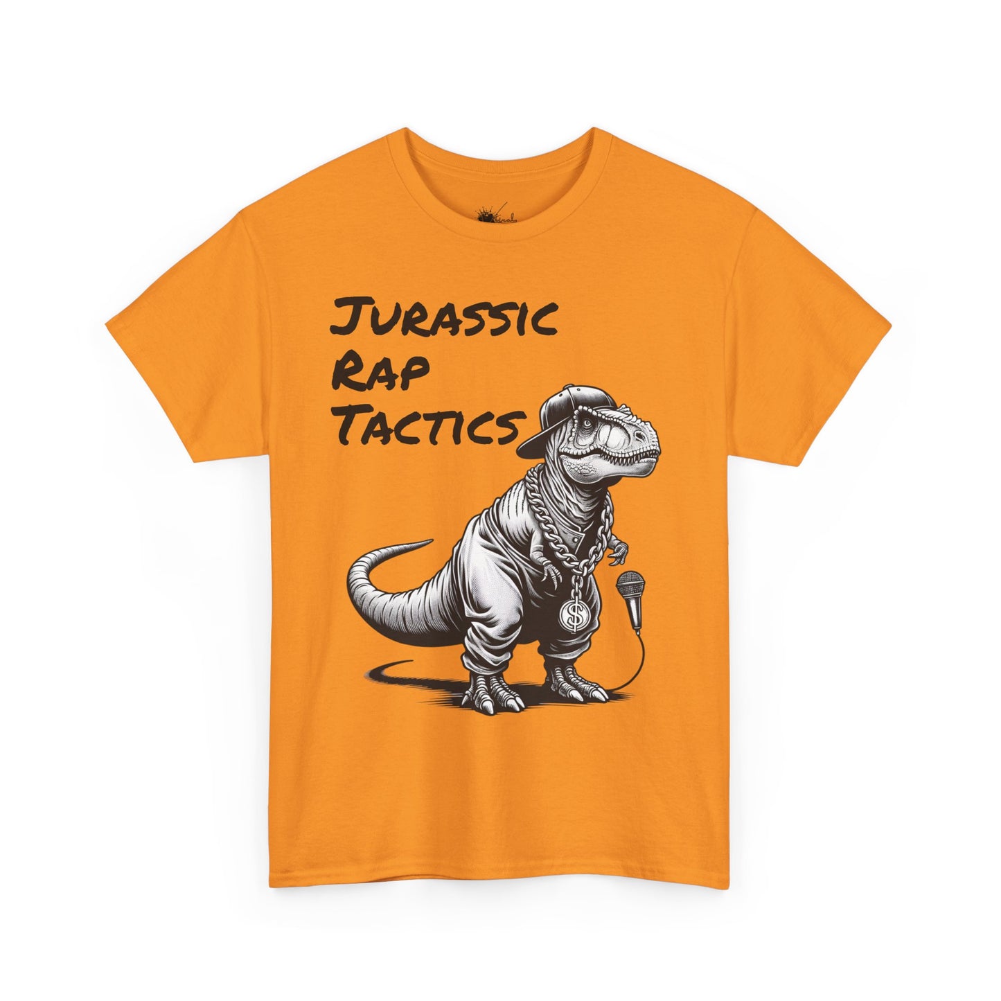 Jurrasic Rap Tactics Tee - Unisex Heavy Cotton T-Shirt - Fun Dino Graphic Tee for Music Lovers