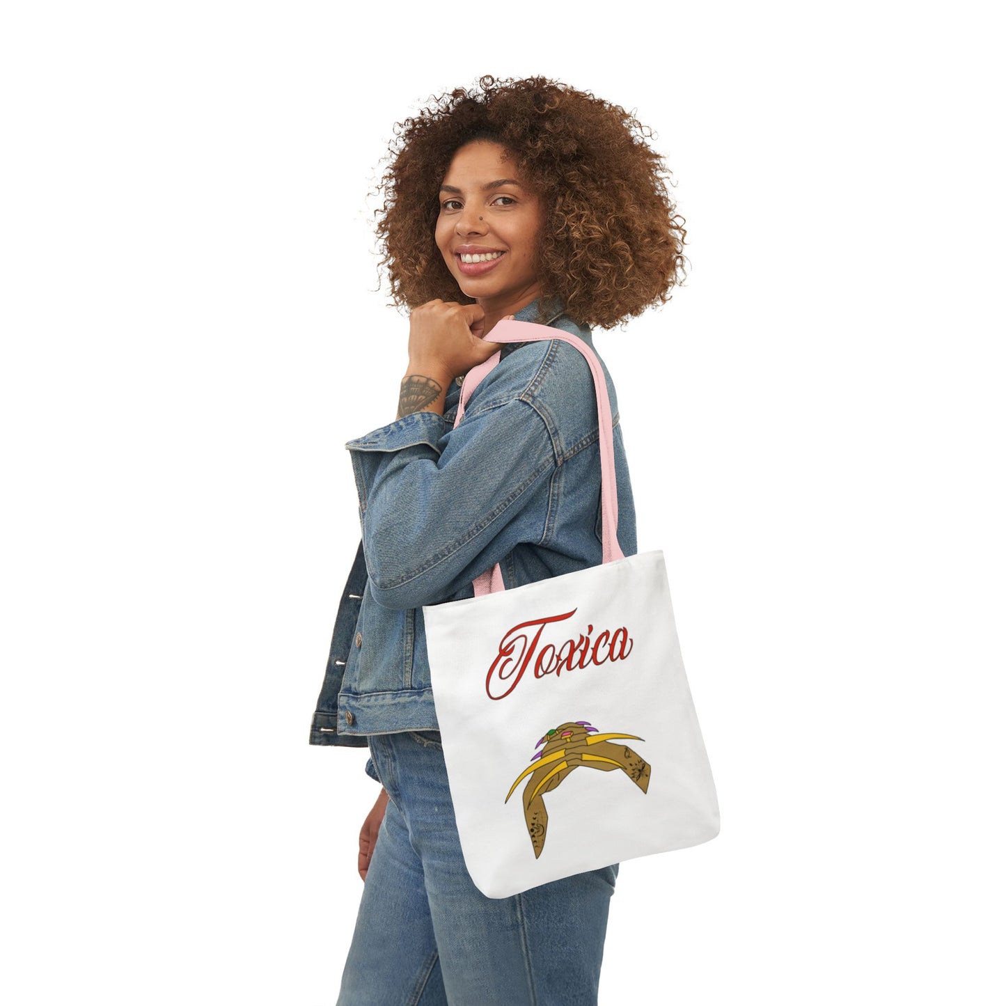 Tote Bag - 'Toxica' Canvas Carryall with 5-Color Straps