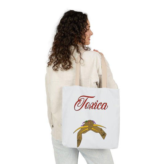 Tote Bag - 'Toxica' Canvas Carryall with 5-Color Straps