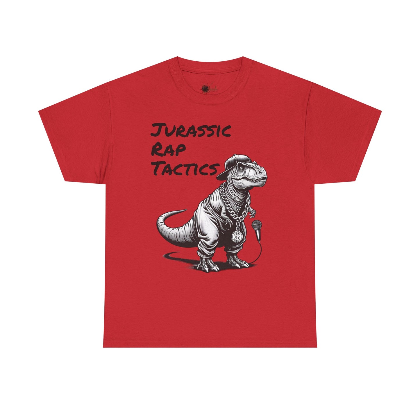 Jurrasic Rap Tactics Tee - Unisex Heavy Cotton T-Shirt - Fun Dino Graphic Tee for Music Lovers