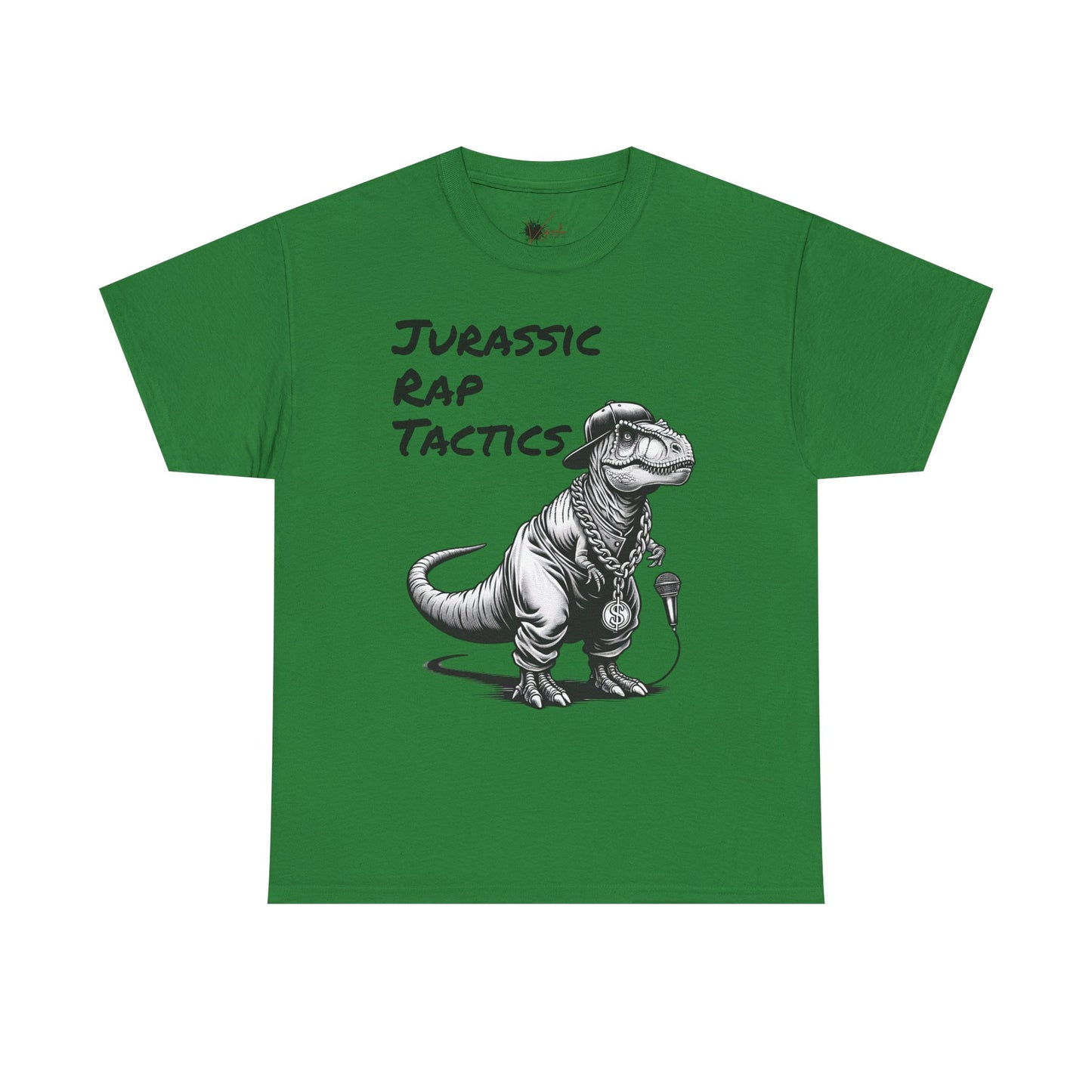 Jurrasic Rap Tactics Tee - Unisex Heavy Cotton T-Shirt - Fun Dino Graphic Tee for Music Lovers