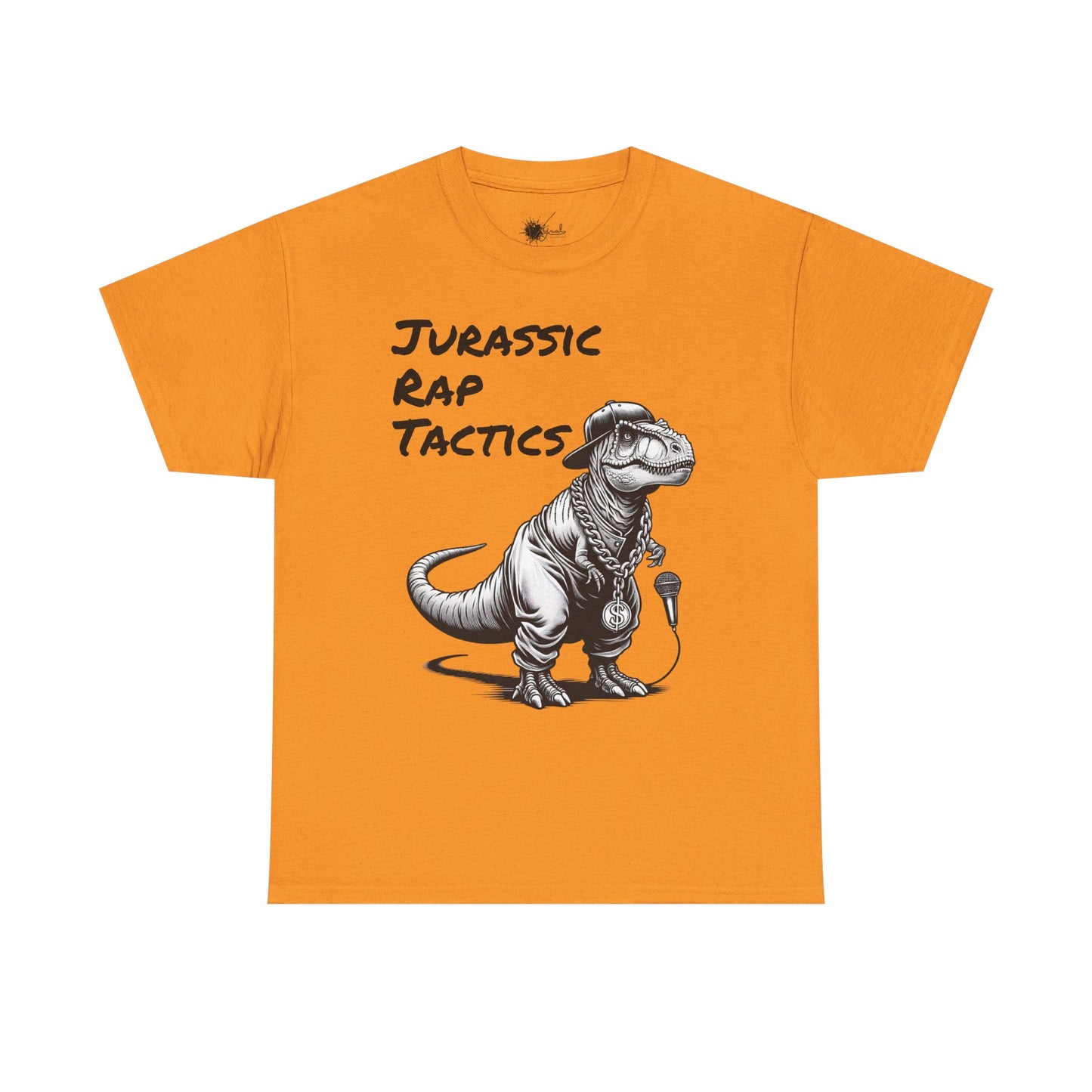 Jurrasic Rap Tactics Tee - Unisex Heavy Cotton T-Shirt - Fun Dino Graphic Tee for Music Lovers