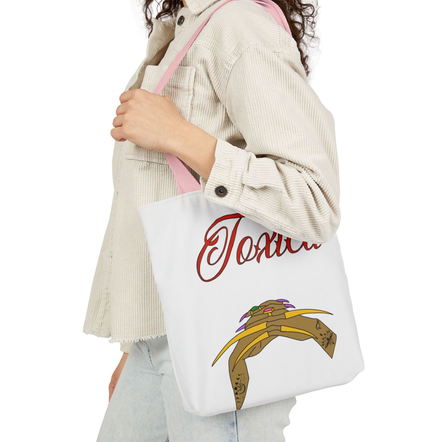 Tote Bag - 'Toxica' Canvas Carryall with 5-Color Straps
