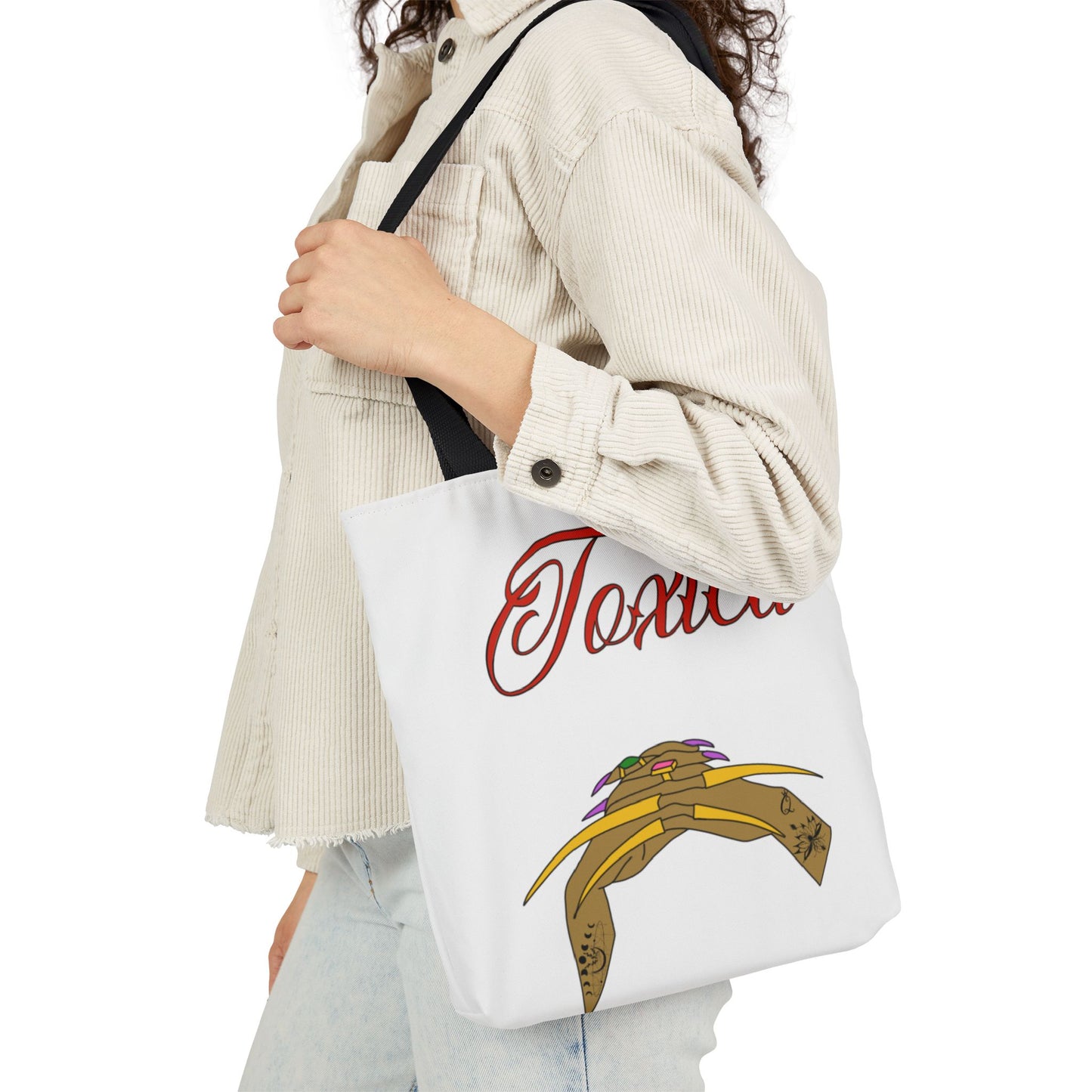 Tote Bag - 'Toxica' Canvas Carryall with 5-Color Straps