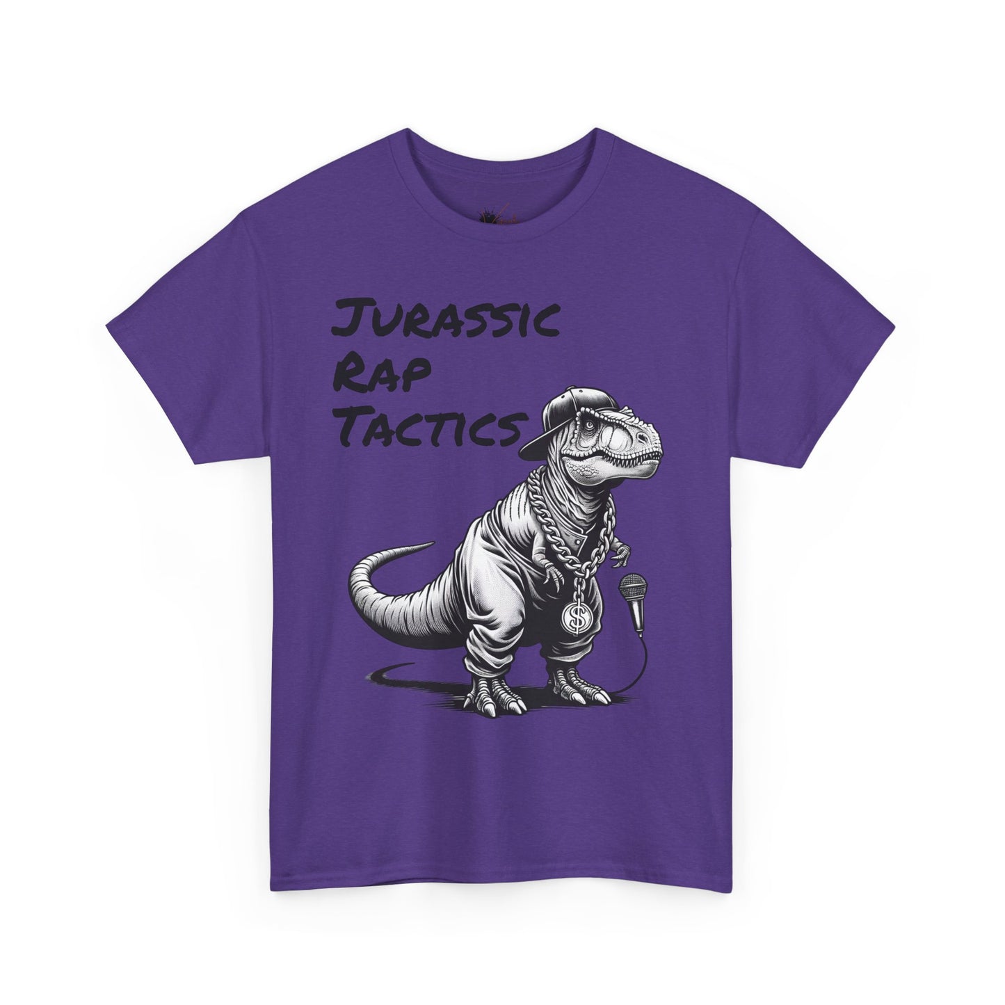 Jurrasic Rap Tactics Tee - Unisex Heavy Cotton T-Shirt - Fun Dino Graphic Tee for Music Lovers