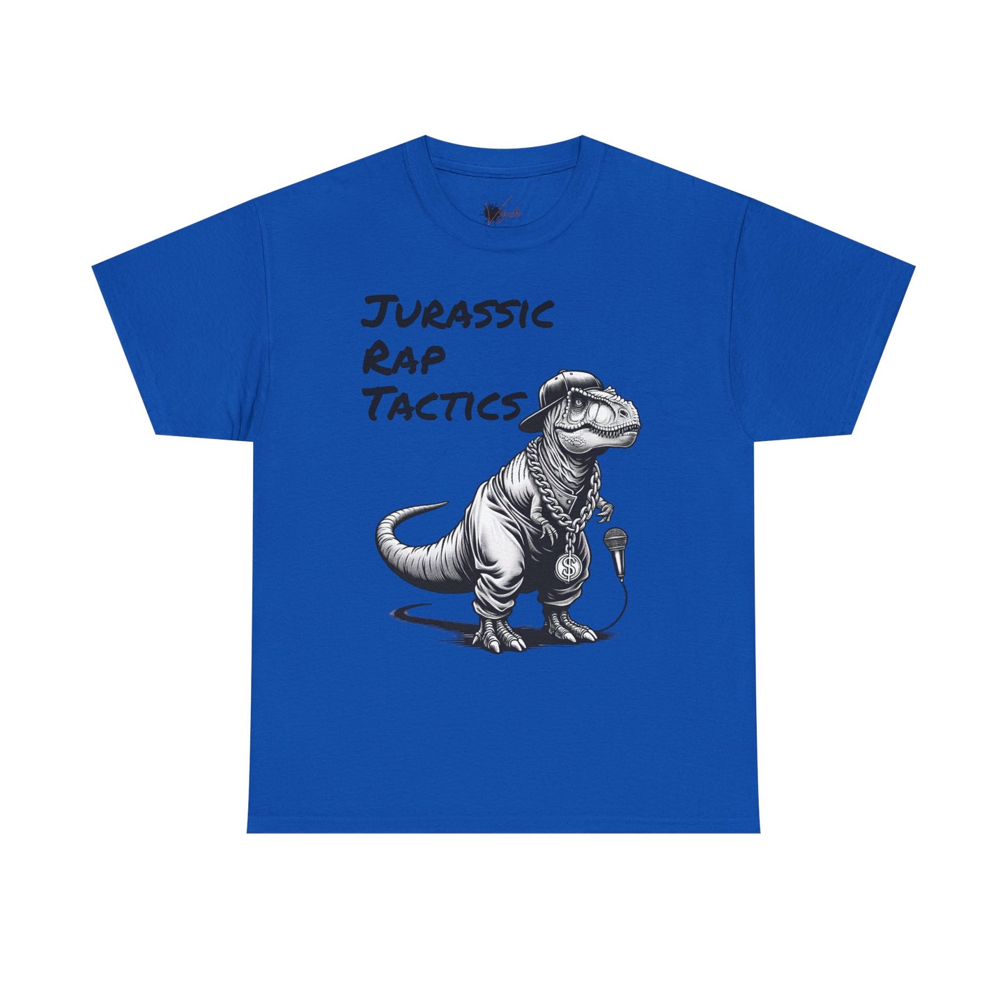 Jurrasic Rap Tactics Tee - Unisex Heavy Cotton T-Shirt - Fun Dino Graphic Tee for Music Lovers