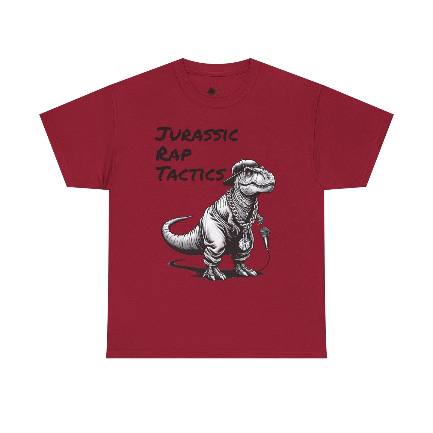 Jurrasic Rap Tactics Tee - Unisex Heavy Cotton T-Shirt - Fun Dino Graphic Tee for Music Lovers