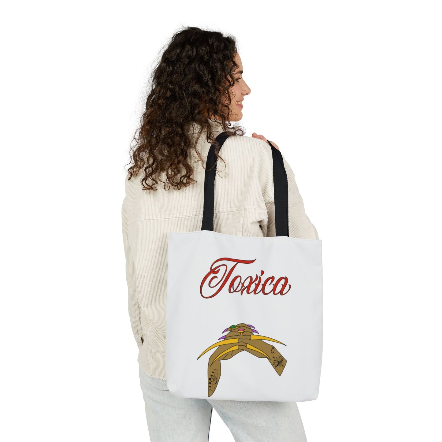 Tote Bag - 'Toxica' Canvas Carryall with 5-Color Straps