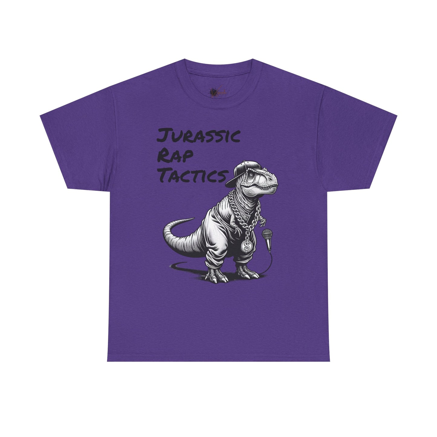 Jurrasic Rap Tactics Tee - Unisex Heavy Cotton T-Shirt - Fun Dino Graphic Tee for Music Lovers